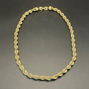 Vintage Monet Twisted Rope Chain // Gold Tone // 21" Long // Textured Links